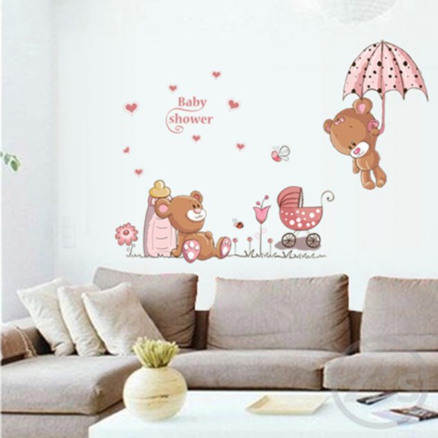 lovely cute bear wall stickers children room home decor font b baby b font shower adhesive 634x634 15 Kids Wall Stickers For Your Little Treasures