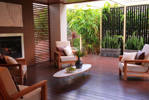 outdoor privacy screen ideas in Deck Asian with covered patio bamboo 5 634x423 15 Asian Patio Ideas For Gorgeous Backyard
