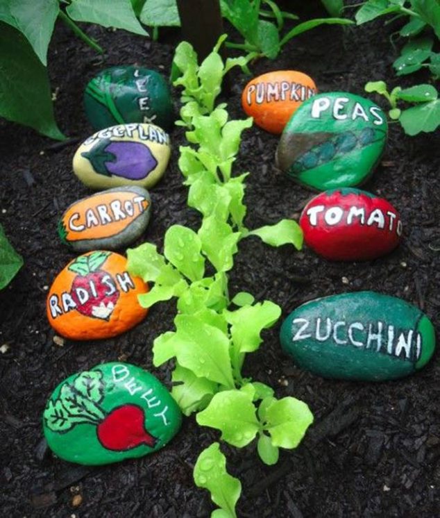 15 DIY Interestineg And Lively Crafts For Garden Art stein gronsaker 634x746 15 DIY Interestineg And Lively Crafts For Garden Art