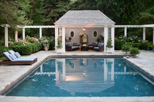 traditional pool 634x422 15 Cool Pool House With A Bar That You Will Adore It