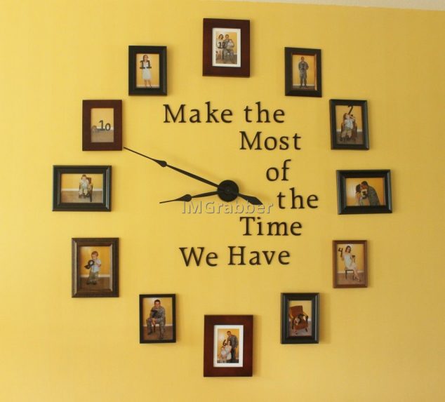 wall clock with photo frames online india 634x573 12 Impressive DIY Wall Clock To Look What Time Is It