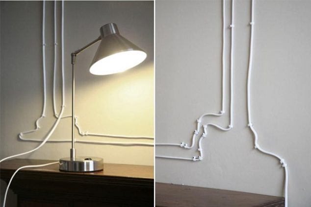 10 634x423 12 Ways How to Hide Electrical Cords And To Create Cable Wall Art At Home