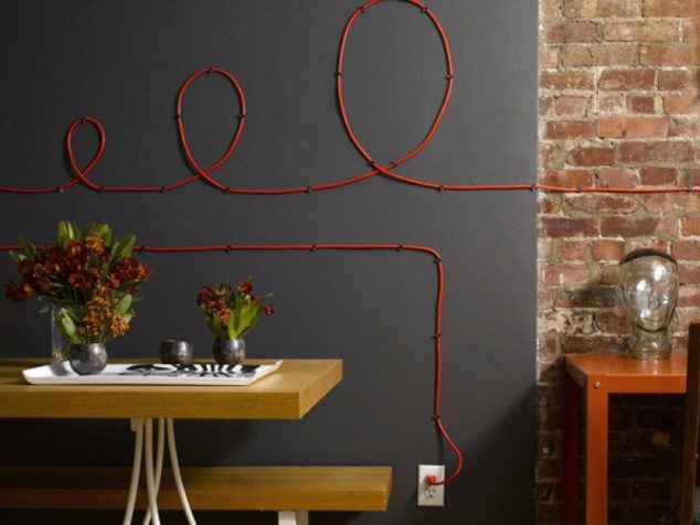 5wTTSQdWYd 1 634x476 12 Ways How to Hide Electrical Cords And To Create Cable Wall Art At Home