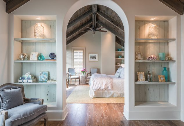 15 Exotic Bedroom Seating Area For Extra Comfort Arched Bedroom sitting Area. An arched doorway to a bedroom is flanked by built in bookcases lined with distressed plank boards. Arched Bedroom SittingArea Old Seagrove Homes. 634x436 15 Exotic Bedroom Seating Area For Extra Comfort