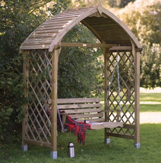 12 Wooden Garden Arbours For Completely Enjoyment During The Summer Blooma Barmouth Timber Swing Arbour 634x640 12 Wooden Garden Arbours For Completely Enjoyment During The Summer