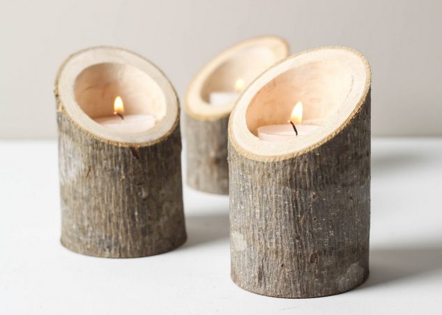 DIY Wooden Candle Holderss Ideas 634x452 14 DIY Decorative Elements Of Re purposed Everyday Objects Turned Into Treasure