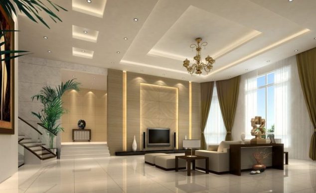 Modern Ceiling Design for living room pictures 2016 634x388 15 Marvelous False Interior Ceiling That Contemporary People Needs