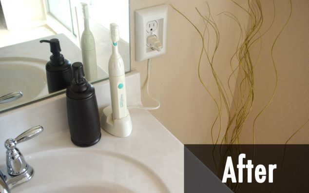 12 Ways How to Hide Electrical Cords And To Create Cable Wall Art At Home R toothbrush after 634x396 12 Ways How to Hide Electrical Cords And To Create Cable Wall Art At Home