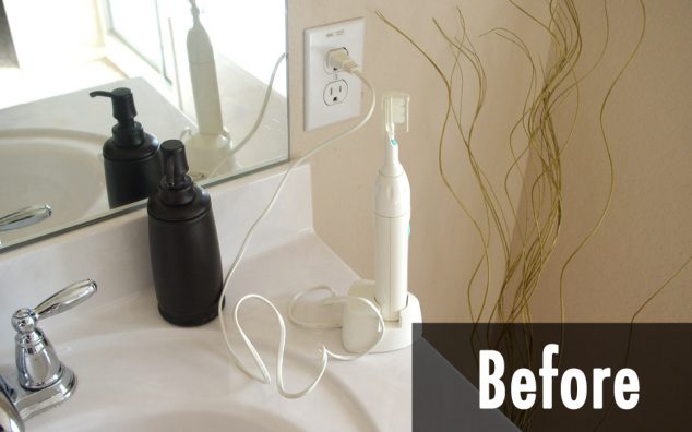 R toothbrush before 634x396 12 Ways How to Hide Electrical Cords And To Create Cable Wall Art At Home
