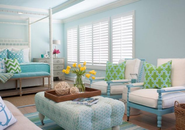 15 Exotic Bedroom Seating Area For Extra Comfort blue cottage bedroom sitting area spindle chairs green moroccan tile pillow 634x446 15 Exotic Bedroom Seating Area For Extra Comfort