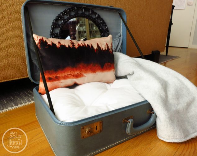 diy dog bed after 634x502 13 DIY Clever Ways How To Re purpose Old Vintage Suitcase