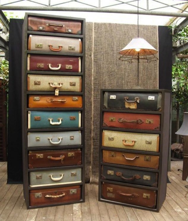 dresser 634x745 13 DIY Clever Ways How To Re purpose Old Vintage Suitcase