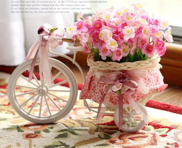 free shipping Beautiful tricycle barrowload woven star grass artificial flower set home decoration 634x516 12 DIY Floral Decor Of Fake Flowers For Romantic Ambient