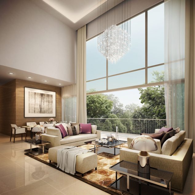 high ceiling living room design woiyoqqrd3njc5mi 634x634 13 High Ceiling Living Room That Will Make The Room Bigger