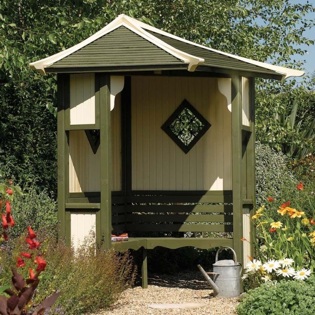12 Wooden Garden Arbours For Completely Enjoyment During The Summer rwn haven corner arbour 1 634x634 12 Wooden Garden Arbours For Completely Enjoyment During The Summer