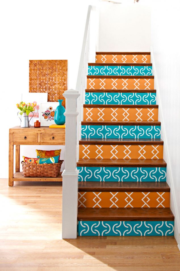 12 DIY Painting Ideas That Will Help You To Upgrade The Indoor Stairs 2015 br 27 1036 stair designs ways to decorate stairs paint risers 634x951 12 DIY Painting Ideas That Will Help You To Upgrade The Indoor Stairs