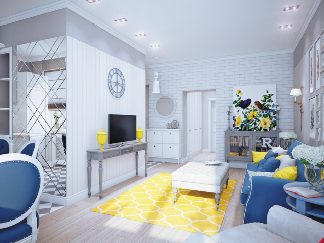 13 Peaceful Living Rooms That Will Bring Pure Harmony In The House 3 Blue yellow living room 634x476 13 Peaceful Living Rooms That Will Bring Pure Harmony In The House