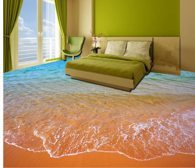 Custom photo floor wallpaper 3D stereoscopic Beach waves 3D floor 3d mural PVC wallpaper self adhesion 634x546 12 Pleasing Ideas For Rolling Out Of Bed Into Heaven With 3D Flooring Art