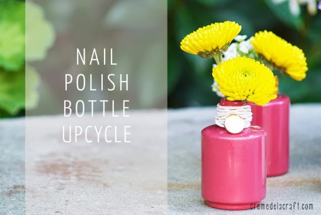 DIY Make Turn Nail Polish Bottle Into Vase Flower Decor Upcycle Unique Clever Project Idea Cool Recycle Accessories Hack Tutorial 634x424 13 DIY Projects That Youve Never Heard Of