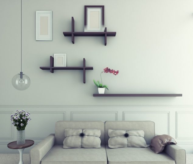 Living room wall decoration ideas 634x538 14 Imaginary Floating Wall Shelves For Small Homes