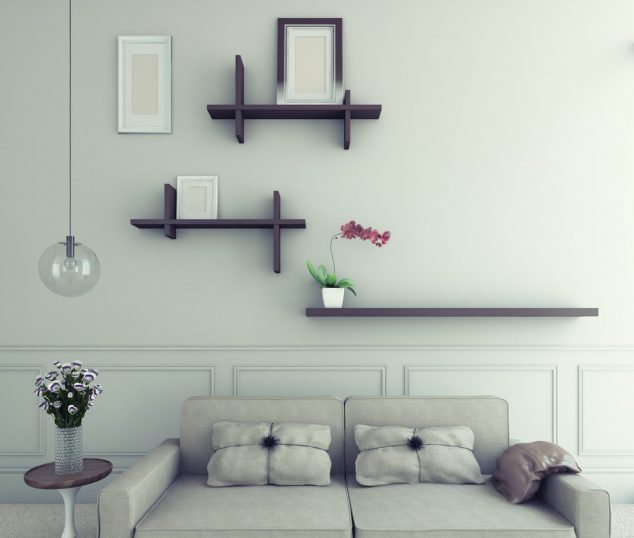 14 Imaginary Floating Wall Shelves For Small Homes Living room wall decoration ideas 634x538 14 Imaginary Floating Wall Shelves For Small Homes