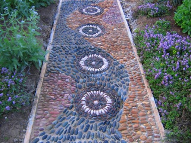 mosaic garden path 4 634x476 13 DIY Garden Pathway Inspiration For All Garden Lovers