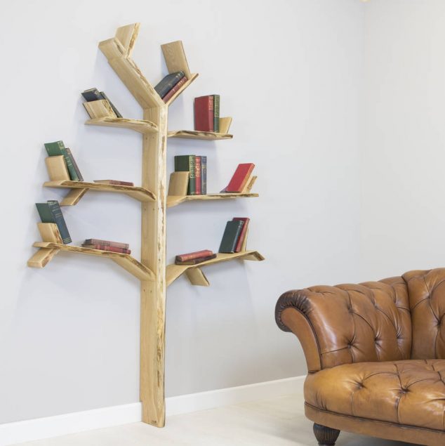 original the oak tree book shelf 634x635 14 Imaginary Floating Wall Shelves For Small Homes