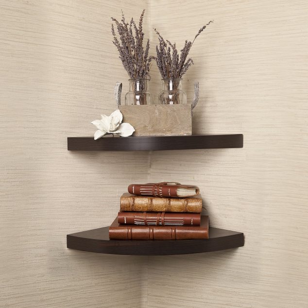 14 Imaginary Floating Wall Shelves For Small Homes small wall corner floating shelf 634x634 14 Imaginary Floating Wall Shelves For Small Homes