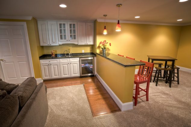 traditional basement 634x422 13 Affordable Half Wall In Kitchen For Breakfast Bar Idea