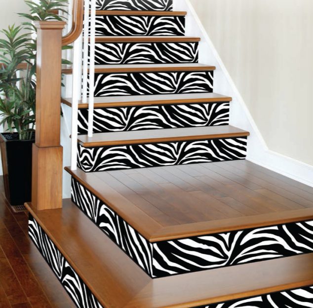 zebrastairs 634x624 12 DIY Painting Ideas That Will Help You To Upgrade The Indoor Stairs