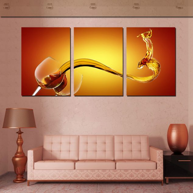 3 Piece Wall Art Picture Wine Splash Wall Art Canvas Painting For Living Room Decoration Bar.jpg 640x640 634x634 15 Wall Decoration That Tells a Lot About The House