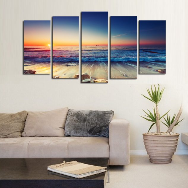 15 Wall Decoration That Tells a Lot About The House 5 panels No Frame The Seaview Modern Home Wall Decor Painting Canvas Art HD Print Painting 634x634 15 Wall Decoration That Tells a Lot About The House
