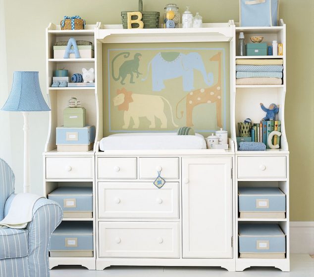Beautiful Baby Changing Table 634x560 14 Clever Ideas How To Use The Walls For Storage And To Save Space