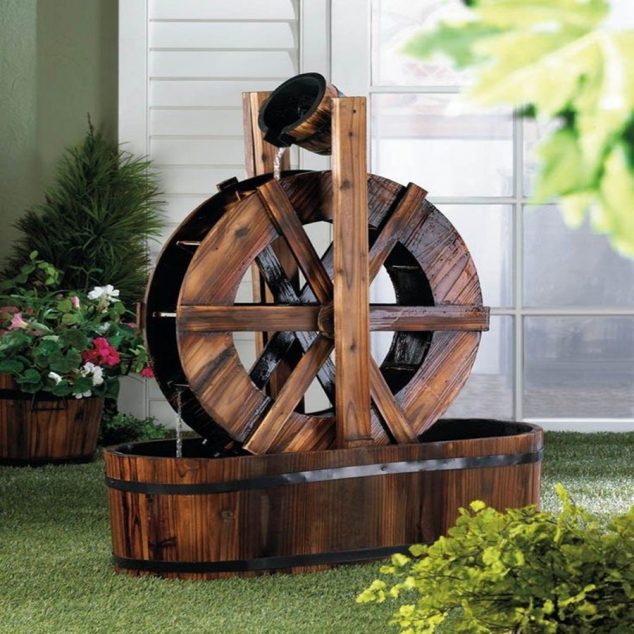 Best Decorative Outdoor Water Fountains 634x634 10 DIY Ideas How To Use Wagon Wheel In Garden Decor