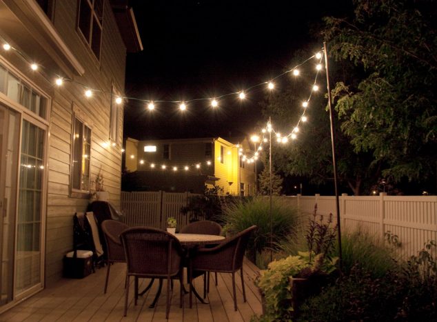 10+ Urban DIY Backyard and Patio Lighting Ideas DIYOutdoorStringLights18 634x467 10+ Urban DIY Backyard and Patio Lighting Ideas