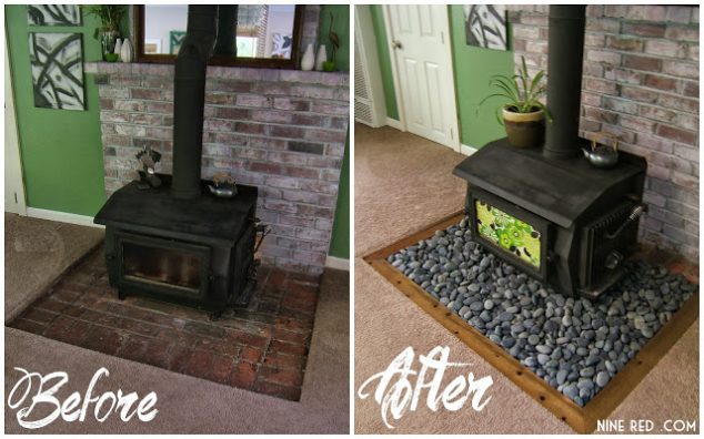 18 Brilliant Uses of River Rocks For Exclusive Home Decoration Stonesaroundthefireplace 634x396 18 Brilliant Uses of River Rocks For Exclusive Home Decoration