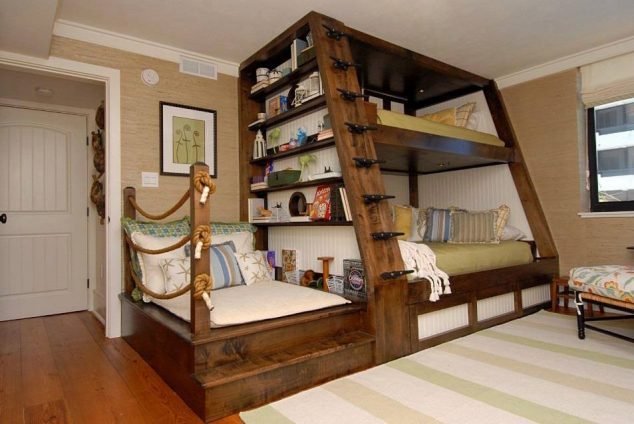 bunkbed shelf 634x424 13 of The Mind Blowing DIY Bunk Bed for Kids