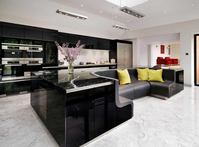 17 Kitchen Islands With Seating Options That are Must Have For This Year kitchen island with built in sofa 634x471 17 Kitchen Islands With Seating Options That are Must Have For This Year
