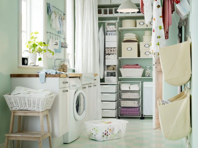 14 Clever Ideas How To Use The Walls For Storage And To Save Space laundry room ideas ikea furniture diy laundry room ideas with ikea furniture nifty 56585 634x476 14 Clever Ideas How To Use The Walls For Storage And To Save Space