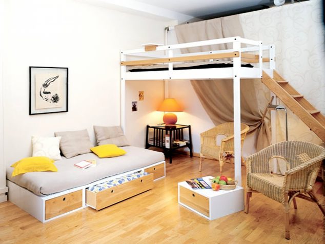 Make Space In Your Home:13 Space Saving Tricks For Small Apartments loft bed for adults linoleum alarm clocks lamp shades 634x476 Make Space In Your Home:13 Space Saving Tricks For Small Apartments