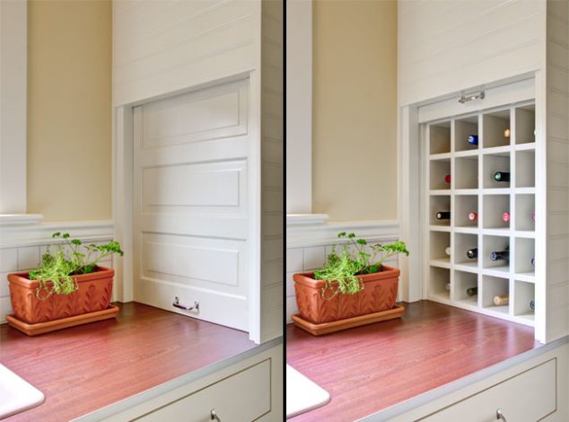 14 Clever Ideas How To Use The Walls For Storage And To Save Space small wine storage 634x470 14 Clever Ideas How To Use The Walls For Storage And To Save Space