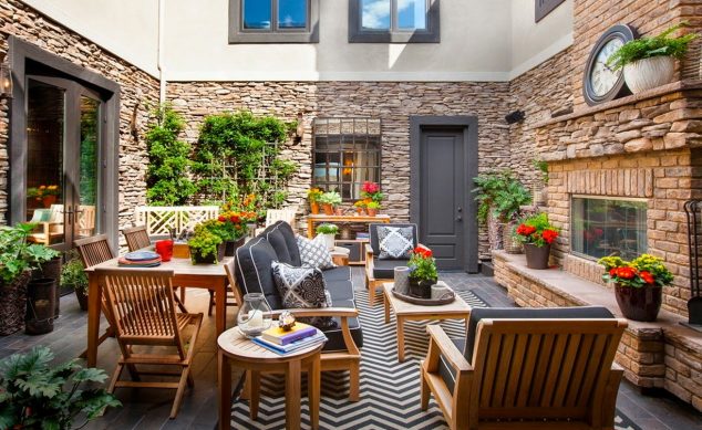 15 Stunning Roof Top Balcony Garden Design That Will Surprise You 08 boldly styled atrium patio ideas homebnc 634x389 15 Stunning Roof Top Balcony Garden Design That Will Surprise You