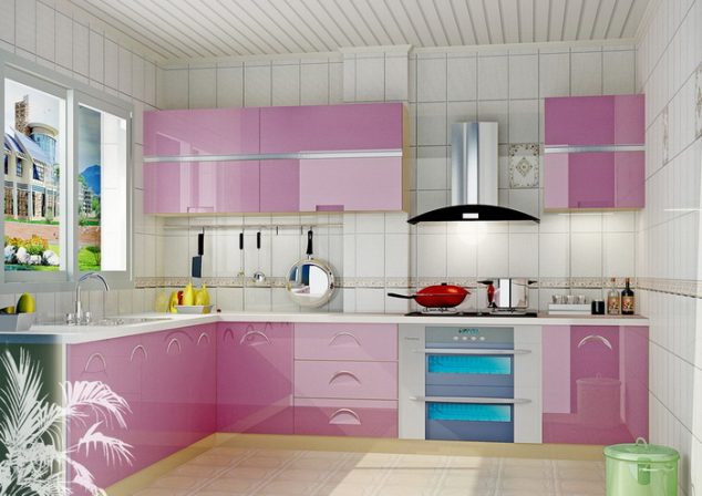 14 Dream Designed Small Kitchen in Pink Color That Will Amaze You 10 pinky beautiful kitchen design ideas for small places 7 634x448 14 Dream Designed Small Kitchen in Pink Color That Will Amaze You