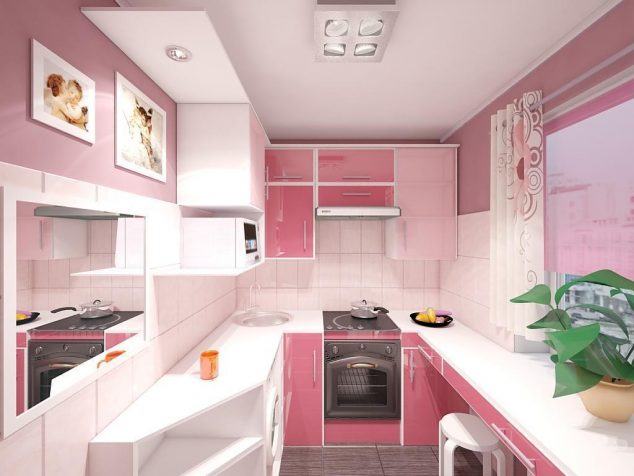 13 minimalist kitchen design pink collor 634x476 14 Dream Designed Small Kitchen in Pink Color That Will Amaze You