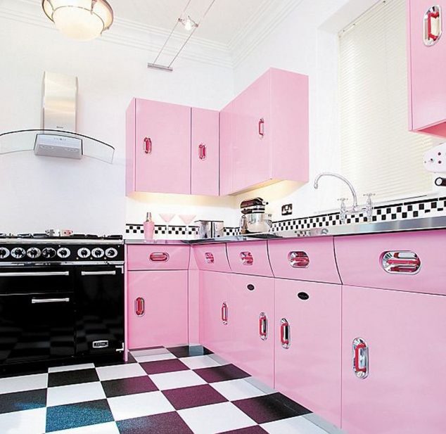 14 Dream Designed Small Kitchen in Pink Color That Will Amaze You 4f73597f41d84f1eaac2f2b38e5fee04 634x617 14 Dream Designed Small Kitchen in Pink Color That Will Amaze You