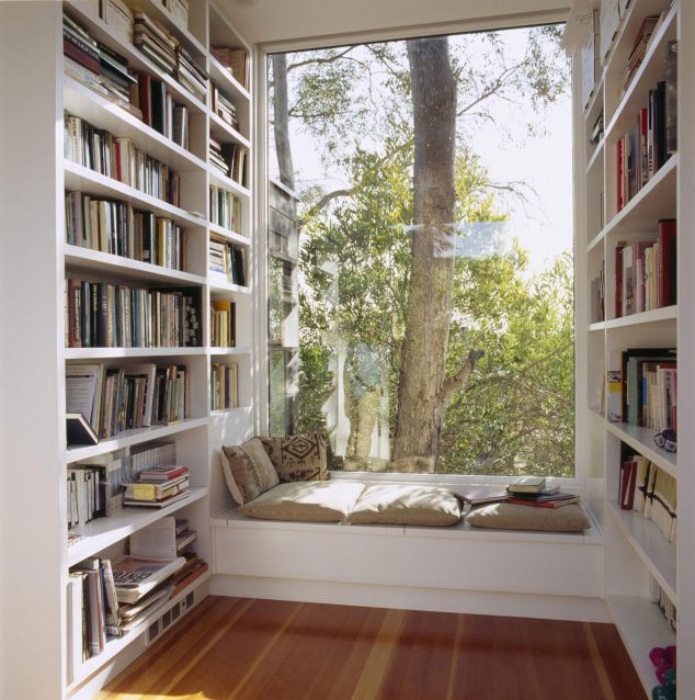 Artists Library Studio San Diego by Safdie Rabines Architects 001 634x638 15 Vivid Ways to Decor the Interior Walls With Wooden Art Design