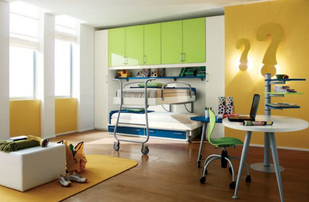 16 of The Best Kids Rooms That You Need to See Today Minimalist Children Room Interior Decor With Yellow Green and White Color Plus Hardwood Floor 1024x671 634x415 16 of The Best Kids Rooms That You Need to See Today