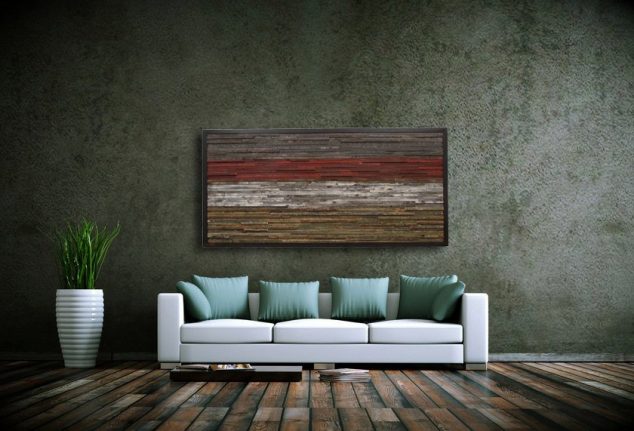 Outstanding Reclaimed Wood Wall Art 12 634x431 15 Vivid Ways to Decor the Interior Walls With Wooden Art Design