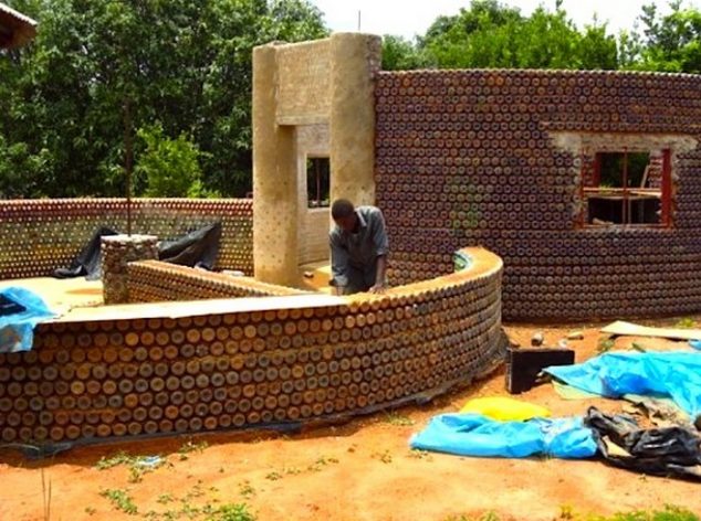 PlasticBottleHouse6 634x472 How to Build a House by Using Plastic Bottles