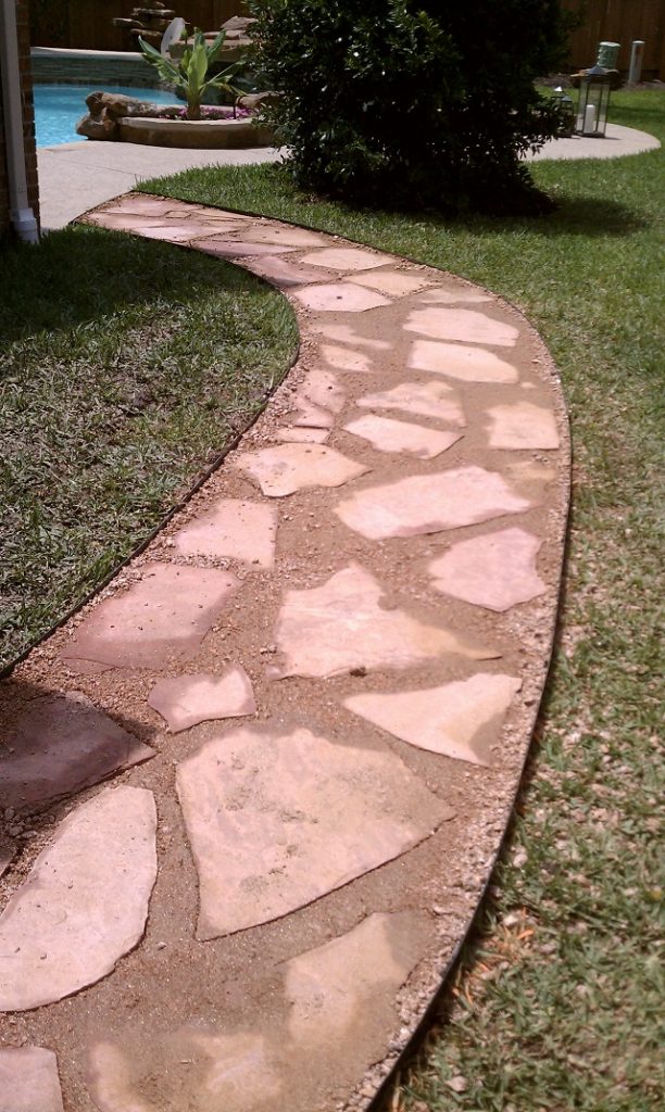 Walkway20Preparation3 612x1024 Solve the Puzzle: DIY Flagstone Walkway Tutorial For Inspiration